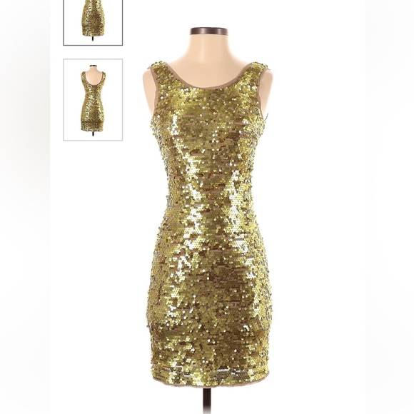 BCBG MAX AZRIA GOLD NINA SLEEVELESS SEQUINED DRESS- Taylor Swift Eras Tour - Picture 1 of 7